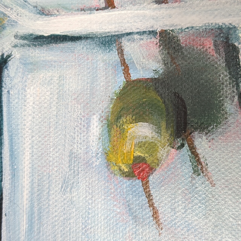 New Painting Abstract Martini Glasses Still Life Original Acrylic Signed Canvas - Picture 5 of 12